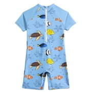 MQLKF Baby Boys Rash Guard Swimsuits For Toddler Boys Short Sleeve Sunsuits Sun Protective Bathing Suits Beach Swimwear Casual Handsome Boys Bathing Suit